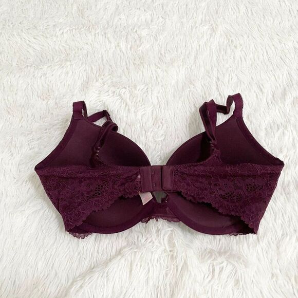 Women Victoria's Secret Underwired Lace Push Up Bra in Dark Magenta Size 32DD - Picture 8 of 12